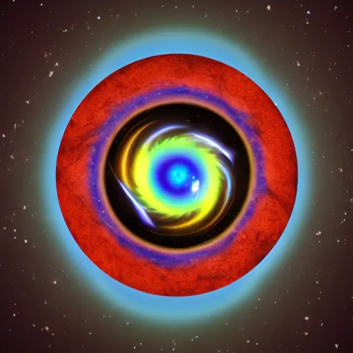 Image similar to stylized icon 2 planet collapse particle fusion element macro cosmic circle