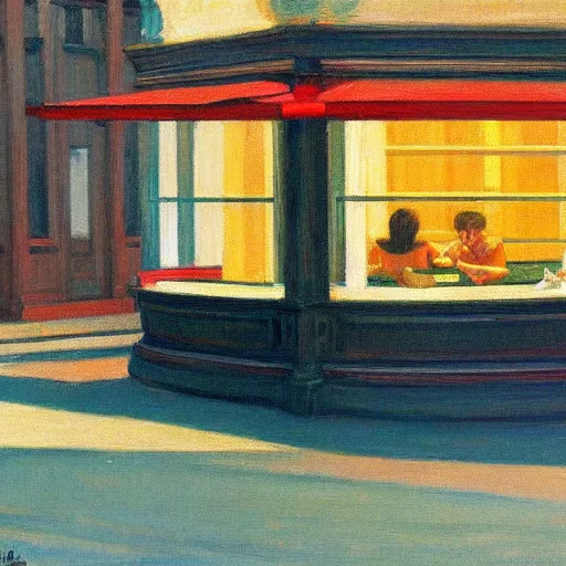 Prompt: a smile in the style of edward hopper