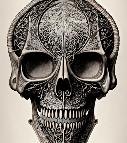 Image similar to art forms of nature by ernst haeckel, memento mori by arthur rackham, ornate antique porcelain beautiful skull mask, ultrasharp, photorealistic, hyperdetailed, octane render, polished, art nouveau, neo - gothic, gothic, intricate ornamental organic filigree, art nouveau botanicals, art forms of nature by ernst haeckel, horizontal symmetry, symbolist, visionary