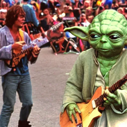 Image similar to yoda performing at woodstock