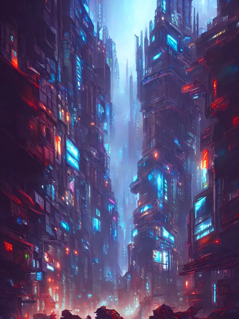 Anime Cyberpunk City Painting Diagonal Camera · Creative Fabrica