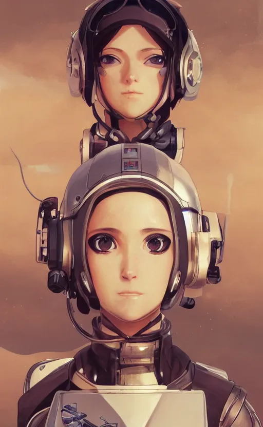 Prompt: pilot girl, cyborg aircraft parts, anime style, vintage pilot clothing, shoulder eyes, last exile anime, hair down, symmetrical facial features, from arknights, aircraft interior, hyper realistic, 4 k, rule of thirds, extreme detail, detailed drawing, trending artstation, realistic lighting, by alphonse mucha, greg rutkowski