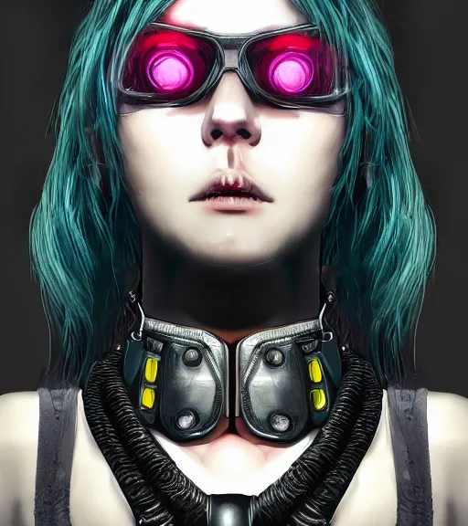 Prompt: detailed realistic female character cyberpunk wearing thick steel collar around neck, realistic, art, beautiful, 4K, collar, choker, collar around neck, punk, artstation, detailed, female, woman, choker, cyberpunk, neon, punk, collar, choker, collar around neck, thick collar, tight around neck, punk, neon,