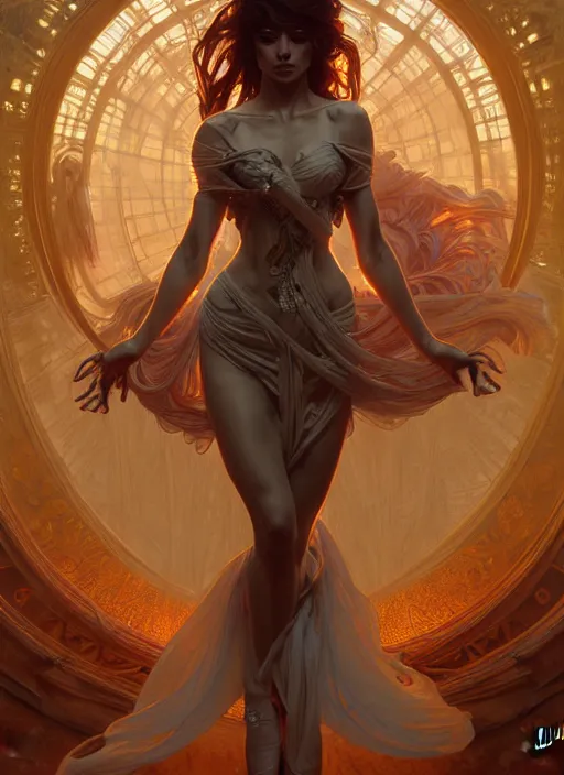 Prompt: dancer of the underworld, intricate, elegant, higly detailed, ultra definition, digital painting, artstation, unreal engine rendered, concept art, smooth, high speed, illustration, art by artgerm and greg rutkowski and alphonse mucha and james jean