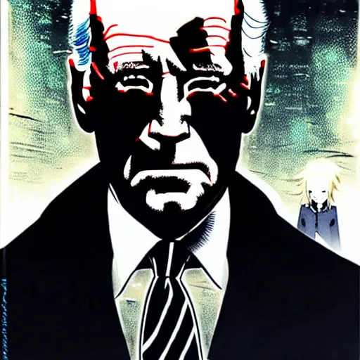 Image similar to Joe Biden looking sinister, by Tsutomu Nihei, highly detailed