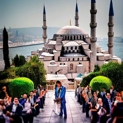 Prompt: Wedding in İstanbul, 2022, realism, 16k, HDR Shot