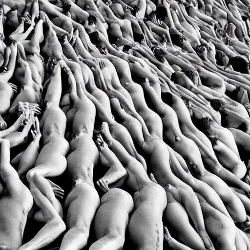 Image similar to a wall of bodies merge together, stunning photograph, micro macro autofocus