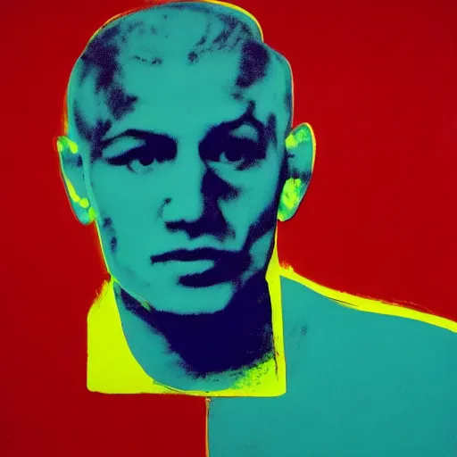 Prompt: Khamzat Chimaev, UFC, Portrait, Painted by Andy Warhol