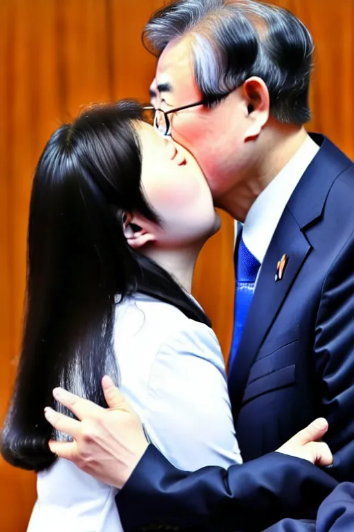 Image similar to moon jae - in kissing kim jeong - un