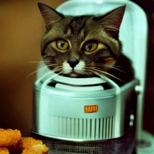 Image similar to cat in a deep fryer, relaxing and enjoying