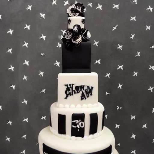 Image similar to an emo themed wedding cake