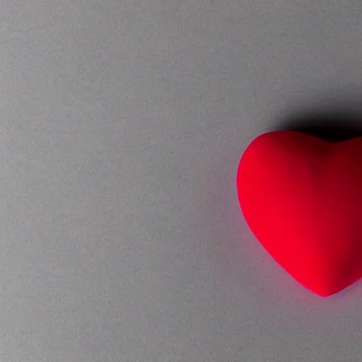 Image similar to 3d render of a badly formed red putty heart shape in the middle of a gray sheet of paper