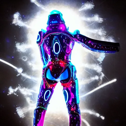 Image similar to love, diverse supernova cybersuits, from behind, connection rituals, wide wide angle, vivid, elaborate, highly detailed, beautiful lighting