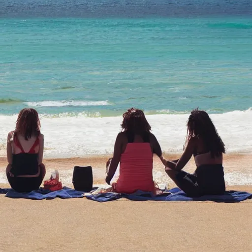 Image similar to portrait decontracted women sitting on beach sand