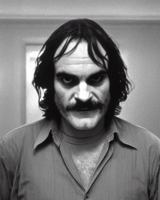 Image similar to joaquin phoenix in the shining ( 1 9 8 0 ) as jack torrance, directed by stanley kubrick, cinematography