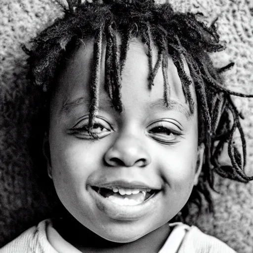 Image similar to the face of young juice wrld at 1 years old, black and white portrait by julia cameron, chiaroscuro lighting, shallow depth of field, 8 0 mm, f 1. 8