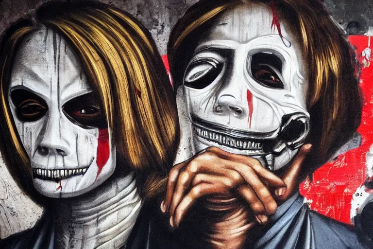 Image similar to the night of the purge, street art, highly detailed, 8 k resolution, art by caravaggio, modern art