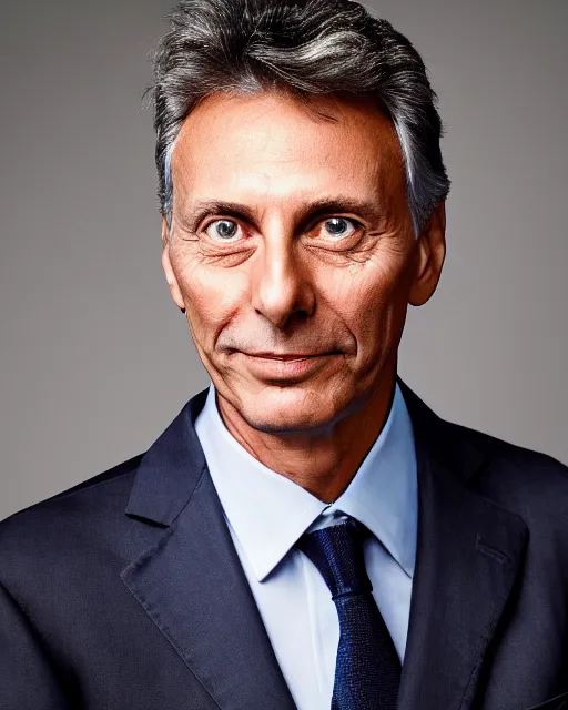 Prompt: Mauricio Macri in Cat's movie, Makeup and prosthetics designed by Rick Baker, Hyperreal, Head Shots Photographed in the Style of Annie Leibovitz, Studio Lighting