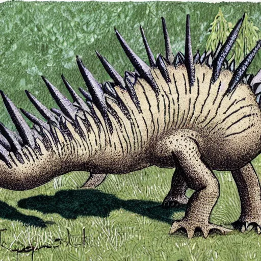 Prompt: stegosaurus illustration, serpenillus