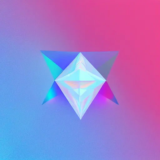 Image similar to low poly diamond, iridescent transparent, prism, octane render, digital art, ray tracing, global illumination, album cover
