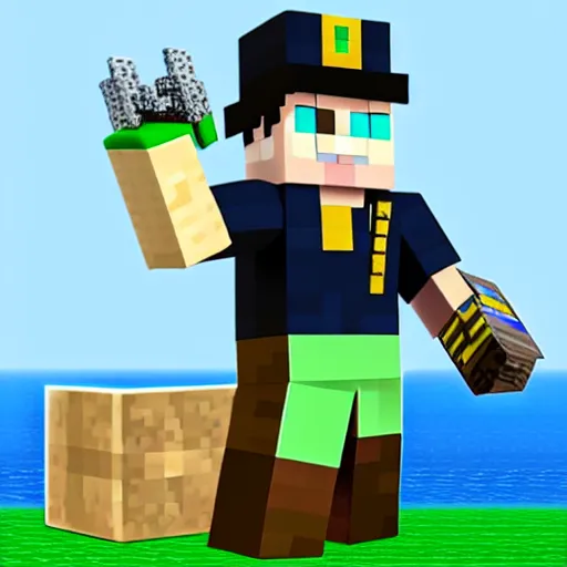 Image similar to jotaro in minecraft