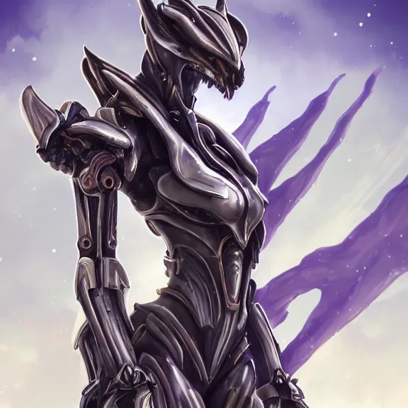 Image similar to extremely detailed ground shot of a giant 1000 meter tall beautiful stunning female warframe goddess, that's a anthropomorphic hot robot mecha female dragon, silver sharp streamlined armor, detailed head, sharp claws, glowing Purple LED eyes, sitting cutely on a mountain, behind a tiny village, dragon art, warframe fanart, Destiny fanart, micro art, macro art, giantess art, furry art, furaffinity, high quality 3D realism, DeviantArt, Eka's Portal, HD