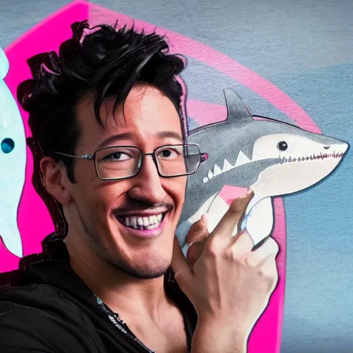 Prompt: markiplier as a shark