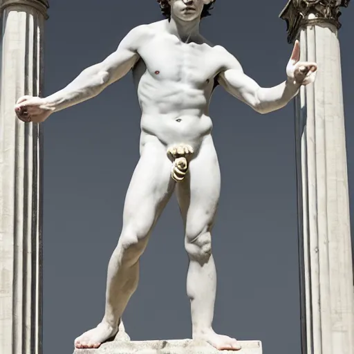 Image similar to tom holland as a greek marble statue, beautiful, national heritage, in the british museum, 4 k official photograph