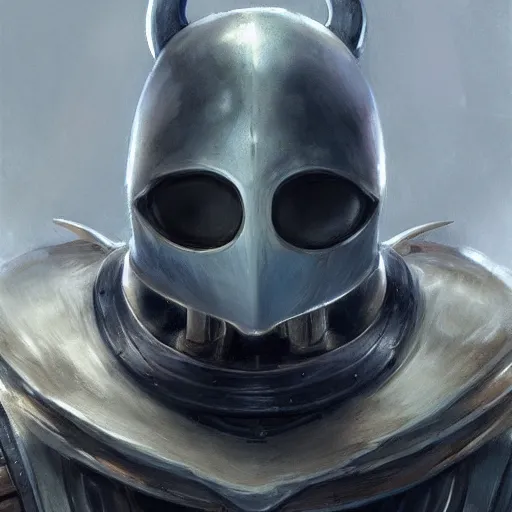 Image similar to hollow knight as a realistic knight, closeup portrait art by donato giancola and greg rutkowski, realistic face, digital art, trending on artstation, symmetry!!!
