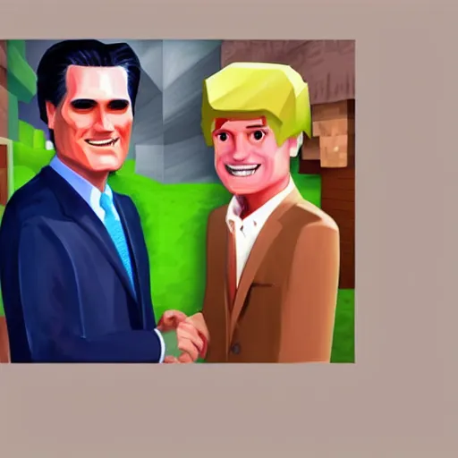 Image similar to Minecraft Steve meets photorealistic Mitt Romney, digital art, trending on artstation, oil painting