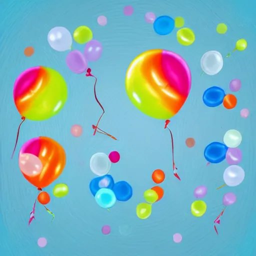 Prompt: bubbly balloons, thick bold digital illustration. simple.