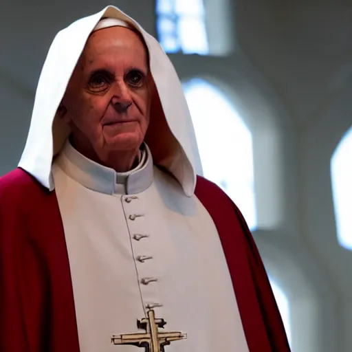 Image similar to pope benedict wearing sith cloak as chancelor palpatine in star wars episode 3, 8 k resolution, cinematic lighting, anatomically correct