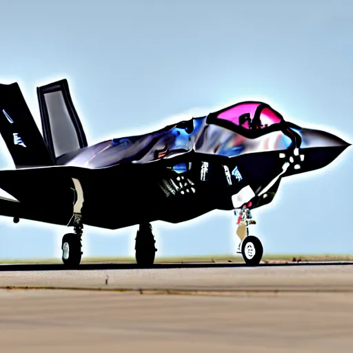 Image similar to The F-35 in the style of the Space Shuttle, black belly, white cloth top