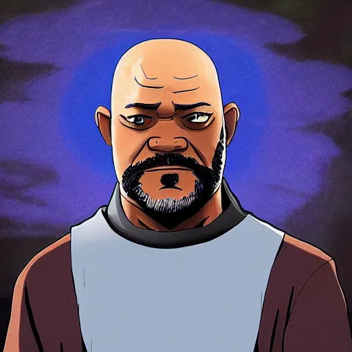 Prompt: Laurence Fishburne in Avatar: the last airbender, designed by Bryan Konietzko