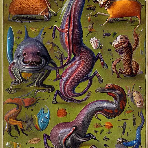 Image similar to bizarre bestiary of microcosmic creatures