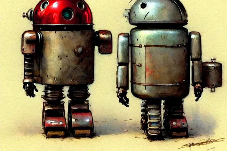 Image similar to adventurer ( ( ( ( ( 1 9 5 0 s retro future robot android fat rat wagon robot. muted colors. ) ) ) ) ) by jean baptiste monge!!!!!!!!!!!!!!!!!!!!!!!!! chrome red