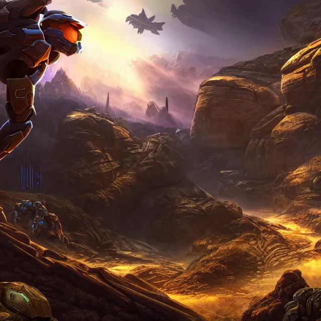 Image similar to halo 3 map, beautiful lighting, vivid colors, realistic digital art, intricate details, trending on artstation, deviantart featured