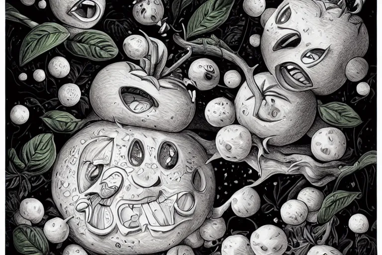 Prompt: a highly detailed cartoon of tomatoes playing with mozzarella balls, some sliced in half, basil leaves flying all over, playful vibe, full body, wide angle, an ultrafine detailed painting by joe fenton, trending on deviantart, pop surrealism, whimsical, lowbrow, perfect symmetrical face, sharp focus, octane, masterpiece