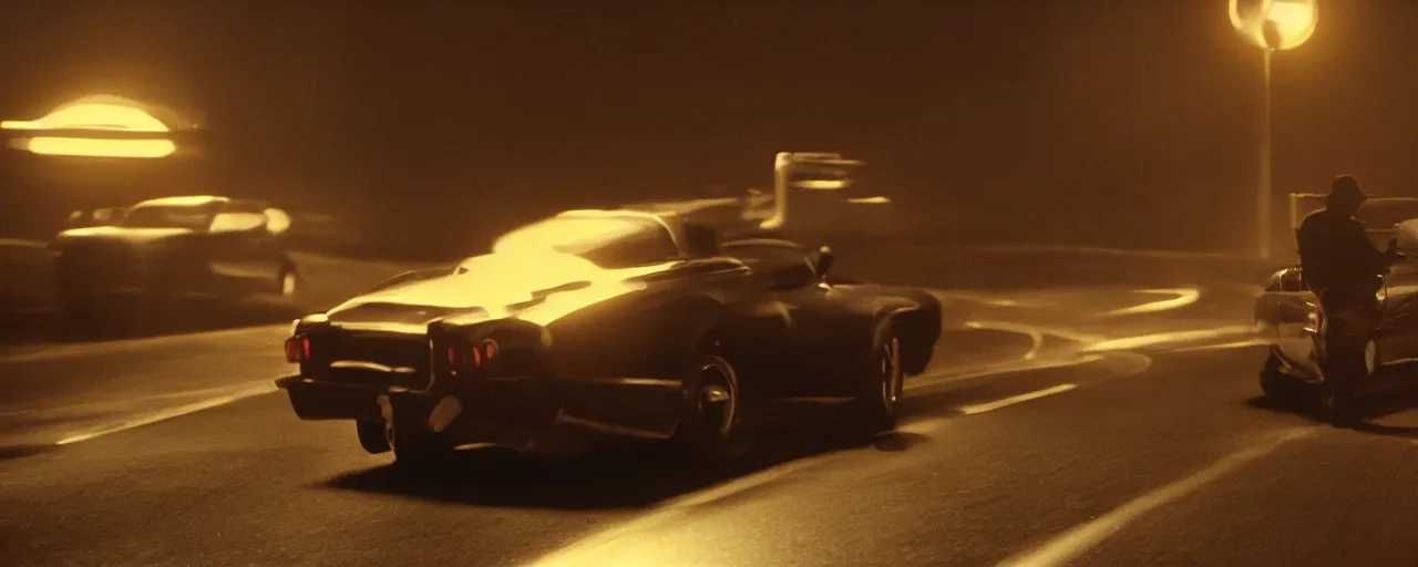 Image similar to a man driving a car in the dark, a screenshot by Edward George Handel Lucas, featured on cg society, les automatistes, reimagined by industrial light and magic, cinematic lighting, movie still