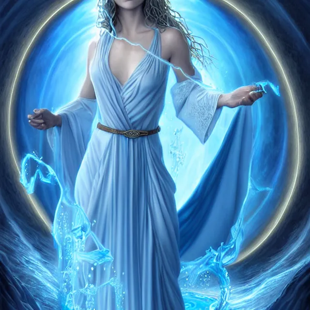 Prompt: beautiful!! elemental water witch with intricate blue robes and water powers artgerm anne stokes highly detailed 8 k hdr smooth sharp focus high resolution award - winning photo photorealistic