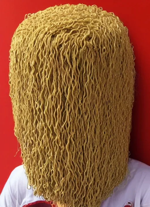 Image similar to teacher with hair made out of ramen,