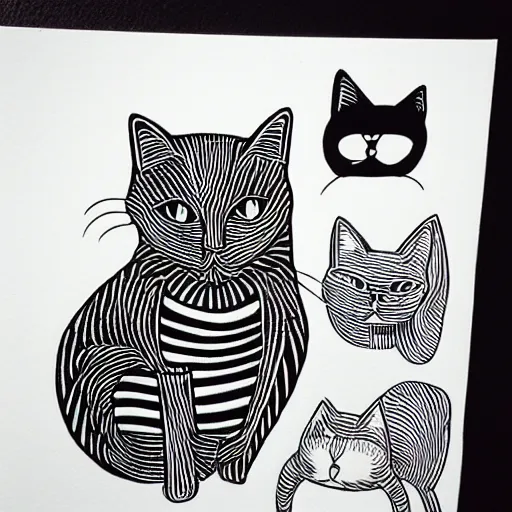 Image similar to cat, art by mcbess