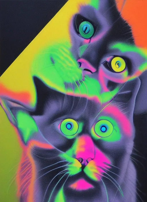 Image similar to futuristic lasers tracing, laser cat, selkirk rex longhair, by steven meisel, kaws, rolf armstrong, mondrian, kandinsky, perfect geometry abstract acrylic, octane hyperrealism photorealistic airbrush collage painting, dark monochrome, fluorescent colors, minimalist rule of thirds, eighties eros