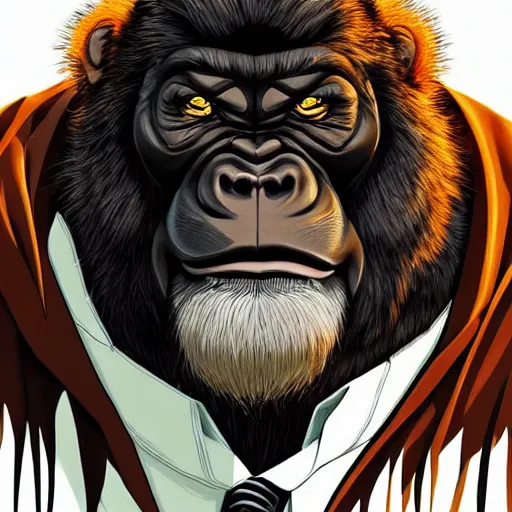 Image similar to portrait of winston gorilla, anime fantasy illustration by tomoyuki yamasaki, kyoto studio, madhouse, ufotable, trending on artstation