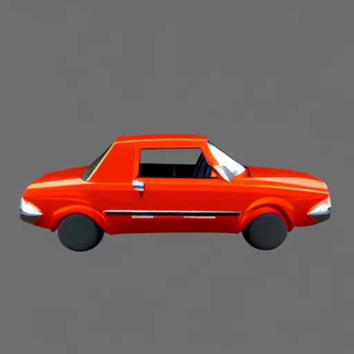 Image similar to a 3d low poly game object of a retro car from eastern Europe