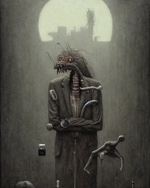 Image similar to a realistic detailed portrait painting of a monster by john kenn mortensen, santiago caruso, synthwave cyberpunk psychedelic vaporwave