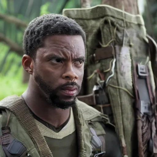 Prompt: cinematic still of kirk lazarus from tropic thunder as black panther