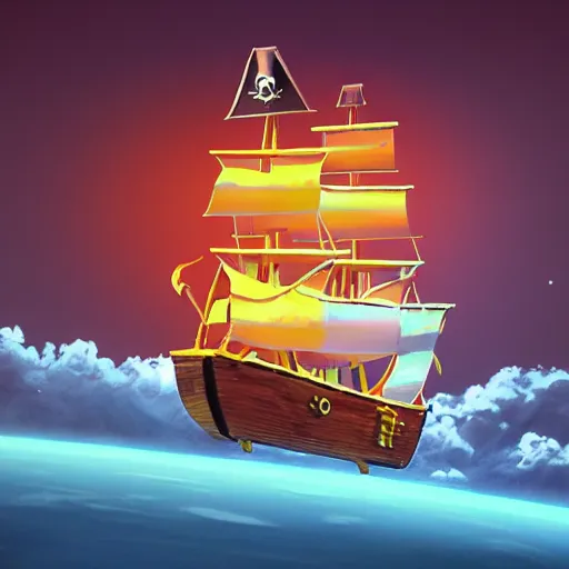 Prompt: pirate ship in space