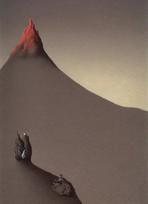 Prompt: mountain by beksinski and salvadore dali