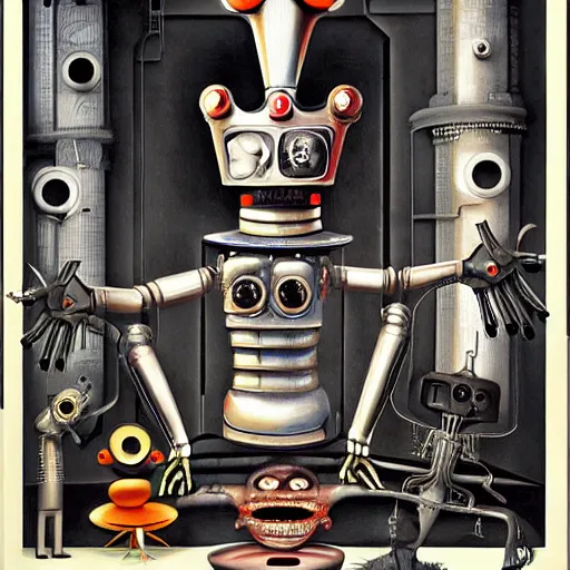 Image similar to the queen of robots, digital painting masterpiece, by h r giger and hannah hoch and ed roth and denys cowan